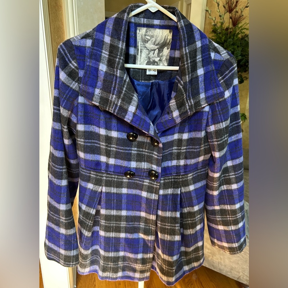 Purple Plaid Pea Coat